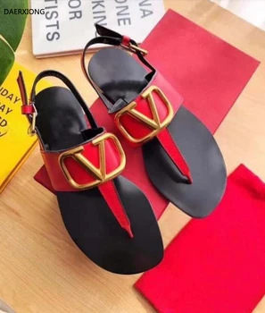 Klasiky ženy ploché sandál Flip flops papuče pravej kože ženy, ploché topánky letné ženy papuče módne ploché sandále č box