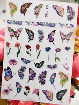 Nálepky na Nechty 3D Krásne Kvety, Motýľ Nechty Vzory Samolepiace Manikúra Jazdcov Obtlačky Umelecké Dekorácie, Doplnky