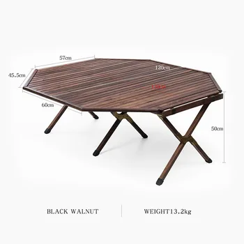 Tis Vetry vonkajšie masívneho dreva osemhranné egg roll tabuľka camping piknik nadrozmerné skladací stôl čierny orech teak stôl