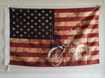 Lebka Motocyklový Jazdec USA Hviezdy Pruhy Retro Vlajka 3X5FT 150X90CM Banner mosadze, kov diery