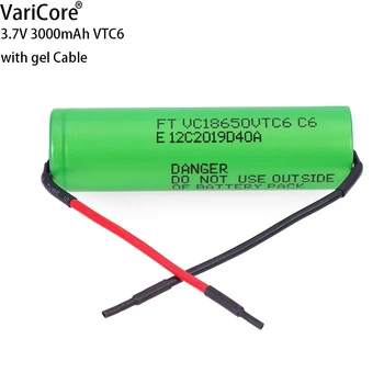 1-10PCS VariCore VTC6 3,7 V 3000mAh 18650 Li-ion Batéria 30A Vypúšťanie VC18650VTC6 batérie+DIY Silica gel Kábel