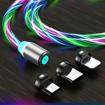 Tutew LED Svietiť, Tečie magnetická Nabíjačka, usb kábel Typu C konektor Micro USB C 8 Pin pre Nabíjanie iPhone magnetické Kábla Nabíjanie Kábel Drôt
