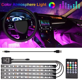 Auto Dekorácie Svetlo Interiéru Atmosféru Svetlo RGB LED Pásy Svetla, USB Nabíjanie