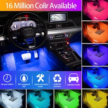 Auto Dekorácie Svetlo Interiéru Atmosféru Svetlo RGB LED Pásy Svetla, USB Nabíjanie