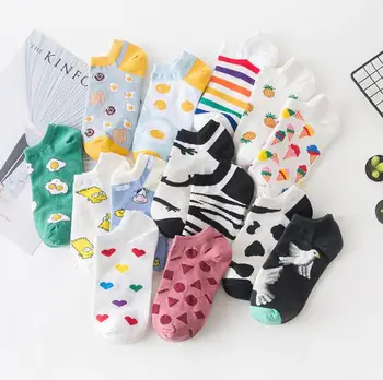 Letné Lodi Ponožky Cartoon DOPLNKY, Ovocie Potraviny Vytlačené Členkové Ponožky Dievčatá Japonský Bavlna Zábavné Ponožky Ženy Priedušné Ponožky Streetwear
