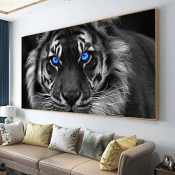 Modré Oči Tigra Wall Art Plátno na Maľovanie Čierne Biele Tigre Plátno Plagáty a Vytlačí Zvieratá, Umenie pre Obývacia Izba Domova