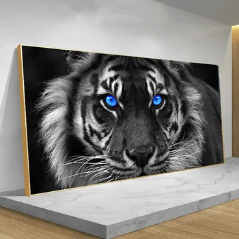Modré Oči Tigra Wall Art Plátno na Maľovanie Čierne Biele Tigre Plátno Plagáty a Vytlačí Zvieratá, Umenie pre Obývacia Izba Domova