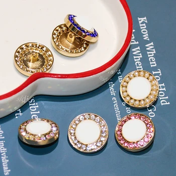 10Pcs 20 mm Diamant pearl Okrúhle tlačidlo Metalen Decoratieve Knop Jak Parel Legering Hoge-Voet Gesp Diy Kleding Príslušenstvo