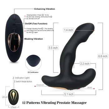 Mužskej Prostaty Stimulátor Vibrátor Gay Sex Hračky 12 Frekvencia Prostata Masér Dildo Análny Zástrčky Silikónové Bezdrôtový Vibrátor
