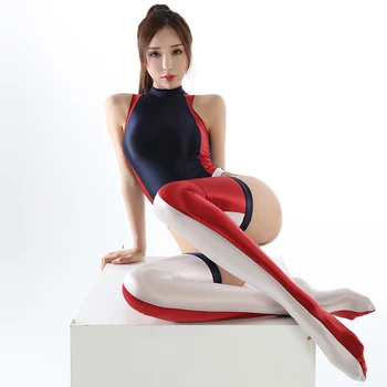 Japonský Lesklé Sexy Crotchless Plavky Telo Obleky Jeden Kus Vidieť Cez Plavky Ženy Transparentné Plavky High Cut Lesklé 2ks