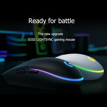 Logitech G102 LIGHTSYNC Hry Myš+Podložka, 8000 DPI Nastaviteľné RGB Podsvietenie 6 Mechanické Tlačidlo USB Káblové Hráč Myši Pre PC, Notebook