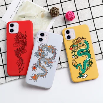 Dragon Maľované puzdro Pre Iphone 11 12 Pro Max Prípadoch Kremíka Telefón Fundas Na Iphone 7 8 XR SE 2020 X XS 6 6s Plus Mini 5 5S Zahŕňa