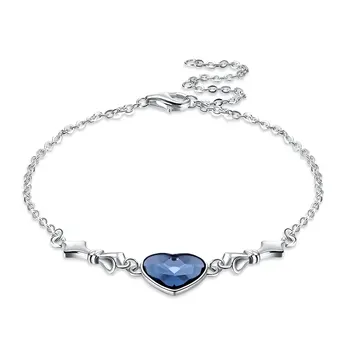 ZEMIOR 925 Sterling Silver Nastaviteľné Odkaz Náramky Pre Ženy, Modrá Láska Tvar Rakúsko Krištáľový Náramok Strany Darček Jemné Šperky
