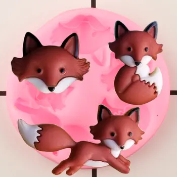 3D Fox Silikónové Formy DIY Čokoládové Cukrovinky Hlinené Formy Cupcake Vňaťou Fondant Cake Zdobenie Nástroje, Ručne vyrábané Mydlo Živice Formy