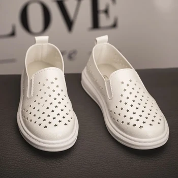 Kožené tenisky pre deti, ktoré to v lete otvor priedušná tenis formálne topánky deti mokasíny 2021 móda