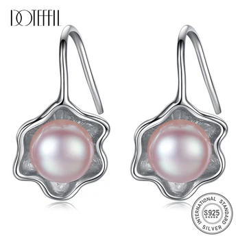 DOTEFFIL Biela/Ružová/Fialová 10 mm Prírodné Perly 925 Sterling Silver Šperky Pre Ženy, Svadobné Zapojenie Kúzlo Šperky