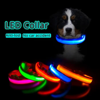 Nabíjanie pomocou pripojenia USB Svietiace Obojok So Svetlom LED Obojok pre Malé/Stredné/Veľké Psy, Šteniatka Anti-stratené Zvieratko Produktov Dodávky