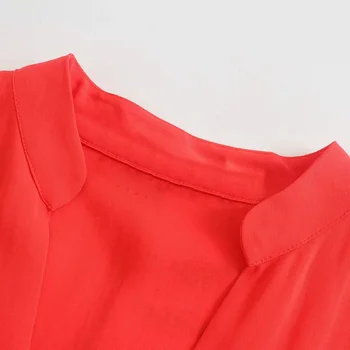 TRAF Ženy, Košele, Blúzky Za 2021 Lete Vintage Červené Tričko s Dlhým Rukávom Ženy Oblečenie Voľné Plus Veľkosť Ženy Oblečenie Elegantné Topy