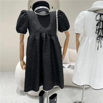 Dámske oblečenie Jar Leto 2021 Módne Nový Farebný kontrast zadný popruh Vintage šaty okolo krku Lístkového Rukáv Šaty