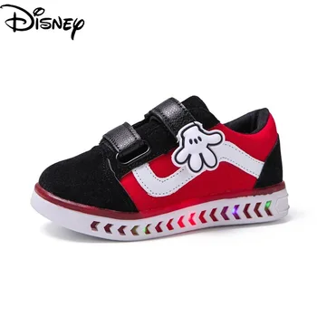Disney Mickey Mouse dieťa svetla do topánky 1-6 rokov, detské kožené nepremokavé topánky pre chlapcov a dievčatá non-slip športová obuv
