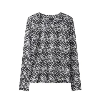 Leopard Tlač Košele pre Ženy Lete 2021 Duté Z Oka Topy T-shirt Sexy Štíhla Priedušná Transparentné Turtleneck Tee Tričko