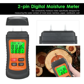 Wood Damp Moisture Tester Pin Type Water Leak&Moisture Detector with Wood&Paper & Wall 3 Modes Data Hold ℃/℉ Temperature Meter