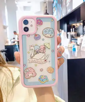 Kiki Lala Japonskom anime Ružové Malé Dvojča Hviezdy telefón puzdro Pre iPhone XS MAX XR 6 7 8 Plus Pre iPhone11 ProMax Proti Klepaniu kryt