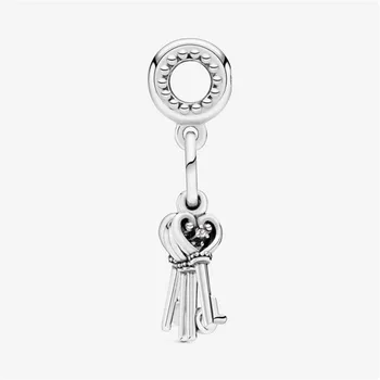 Reálne 925 Sterling Silver Láska Kľúč Kúzlo Fit Pôvodné Pandora Náramok Náramok Pre Ženy Narodeniny Módne Šperky Darček