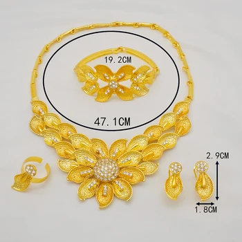 Crystal Svadobné Šperky Sady Drahokamu Pozlátené Svadobné Acessories Kúzlo Náhrdelníky Náušnice, Sety Pre Ženy