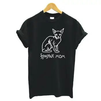 Harajuku Shirt Short Sleeve Tee Tričko Femme Sphynx Mama Vytlačené Ženy Tričko Bežné Plus Veľkosť Tričko Ženy Topy Camisetas Mujer