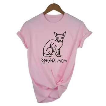 Harajuku Shirt Short Sleeve Tee Tričko Femme Sphynx Mama Vytlačené Ženy Tričko Bežné Plus Veľkosť Tričko Ženy Topy Camisetas Mujer