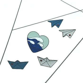 Nové papierové lietadlo skladací čln brošňa detstva sen papierové lietadlo papier loď odznak deti roztomilý kreslený brošňa darček šperky de