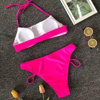 Dve Kus Plavky Späť Čipky Bikini Set Plávanie Oblek Ženy Ženské Plavky, Plážové Oblečenie Plavky