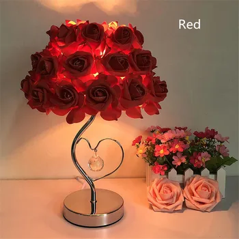 Európsky Štýl Ruže Kvet LED stolná Lampa Svadobné Party Spálňa Posteli Nočné Svetlo Dekorácie Darček Dovolenku Osvetlenie