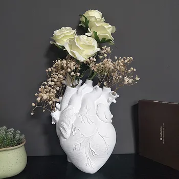 Anatomický Tvar Srdca Kvet Váza, Nordic Štýl kvetináče Umenie Vázy Socha Ploche Rastlín Banku pre Domova Ornament Dary