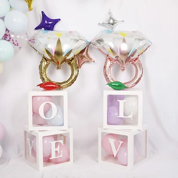 1set Diamantový prsteň farba diamantový prsteň Fóliové balóniky Svadobné party valentína navrhnúť manželstva dekorácie, domáce potreby