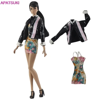 Módne Bábiky Oblečenie Set pre Bábiku Barbie Oblečenie Kabát Mini Kvetinové Šaty Pre 11.5