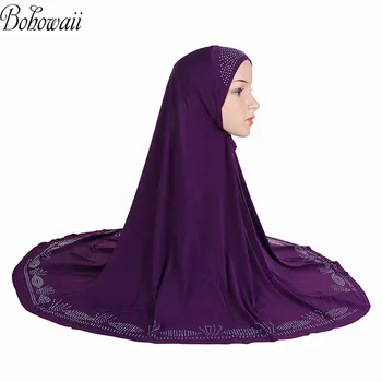 BOHOWAII Módne Modlitba Hidžáb Femme Musulman Abaya Dubaj Turecko Moslimskou Jilbab Ramadánu Kamienkami Hidjab Dlho Turbans Šatku