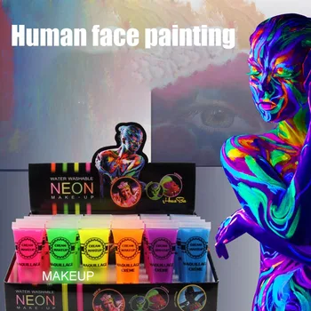 Farebné Make-Up Maľovanie Na Tvár Halloween Životného Prostredia Orgán Maľovanie Intenzívne Neon Tváre Krásu Tela Farba Tanečný Festival, Rave Nové