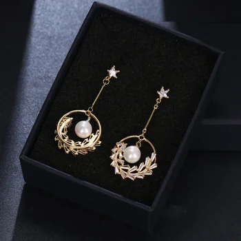 Kórejský Módne Luxusné Dlho Visieť Náušnice pre Ženy 2021 Kolo Kvapka Vody Elegant Pearl Náušnice Svadobné Svadobné Party Šperky