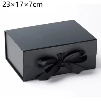 31×22×10 cm Pevné Magnetické Pole Nadrozmerné Skladanie Skladanie Box S Bowknot Zabalené S Stuhy Emballage Reštaurovania