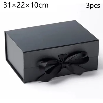 31×22×10 cm Pevné Magnetické Pole Nadrozmerné Skladanie Skladanie Box S Bowknot Zabalené S Stuhy Emballage Reštaurovania