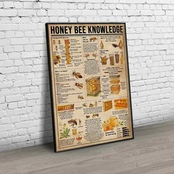 Honey Bee Vedomosti Vertikálne Plagát Bee Milenca Darček Bee Kolekcia Vintage Poster Wall Art Plátno Na Maľovanie Bee Diagram Stenu Decor