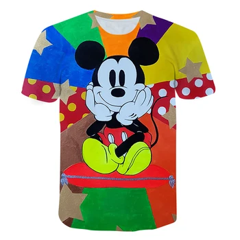 Deti Oblečenie T-Shirts 2021 Mickey Mouse Lete Disney Tričko Tričko Trend Y2K Krátke Rukávy 90. rokoch Bežné Femme Ropa Tumblr Mujer