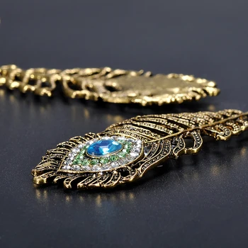 Vintage Etnických Modrá Drahokamu Zlatého Páva Očných kvapiek Náušnice pre Ženy Visieť Náušnice Boho Luxusné Monet Príslušenstvo Šperky