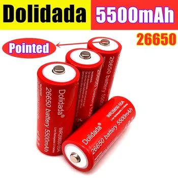 26650 Nový, Originálny 3,7 v 5500 mah Lítiová Nabíjateľná Batéria 26650 s ostrými(Č PCB) Pre baterku batérie