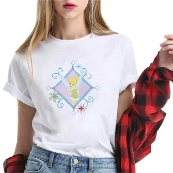 Nové Letné Kawaii Tinker Bell, T Košele Ženy, Nové Vrcholy Žena T-shirt Voľné Letné Tričko Tee Biela Kolo Krku Nadrozmerné Tričko
