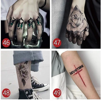 10pcs/pack dočasné tetovanie nálepky strane krku prst remienok vzory tetovanie vlastné cartoon rose list pivonky waterdecal sady