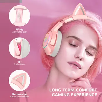 ONIKUMA K9 Cute Cat Ear Slúchadlá Dievčatá Headset Hráč na Notebook RGB LED Svetlá Slúchadlá s Mikrofónom