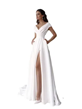 2021 Nové Letné Sexy Lady tvaru Pevné Štrbinou večerné šaty Jednoduché, Elegantné Šaty